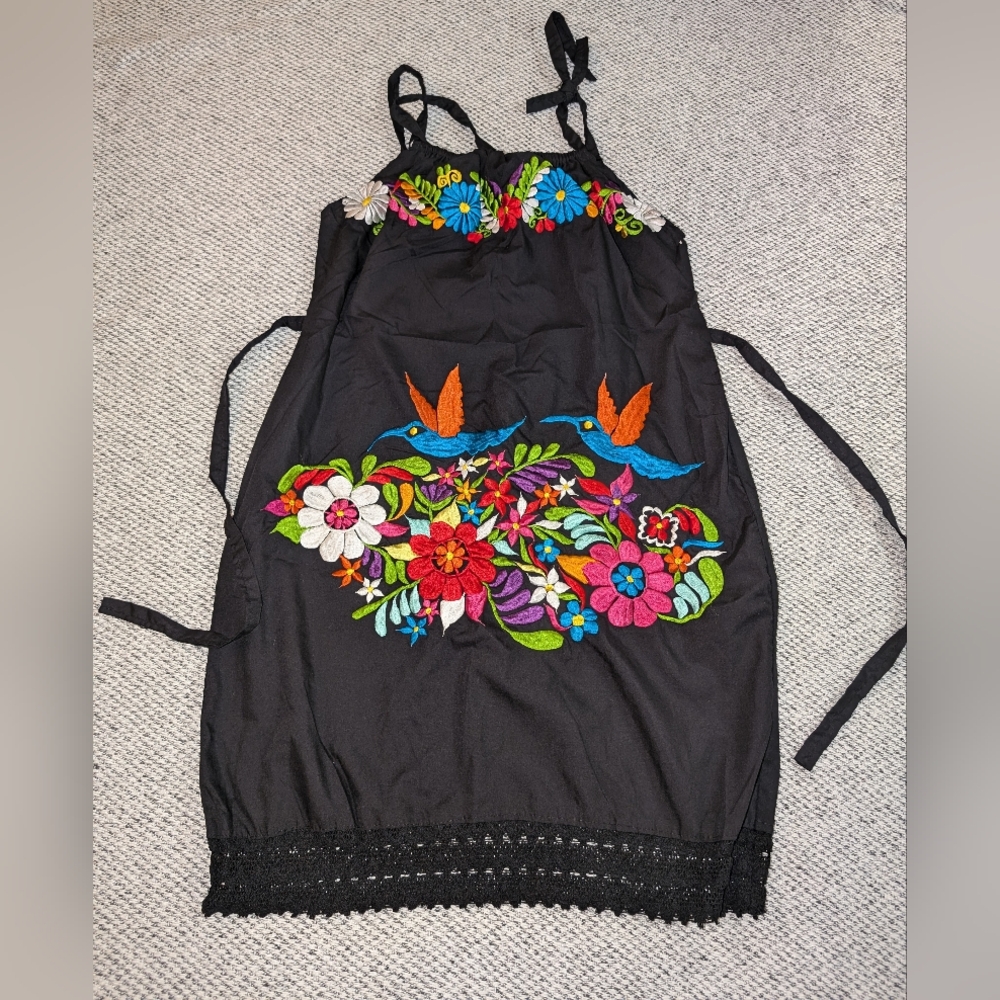 Black Dress with Colorful Embroidery